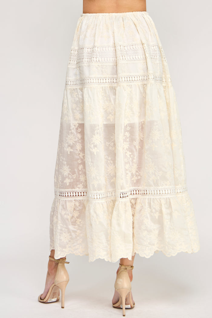 Lyric Maxi Skirt - Embroidered Eyelet Lace Dress