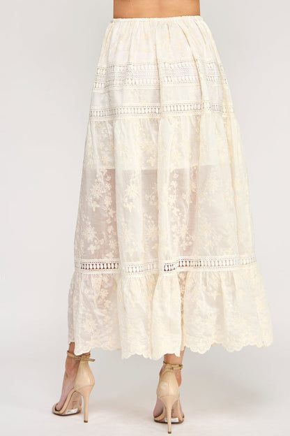 Lyric Maxi Skirt - Embroidered Eyelet Lace Dress