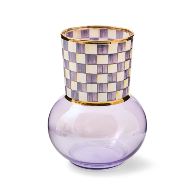 Mackenzie Childs Vase Violet Check Glass