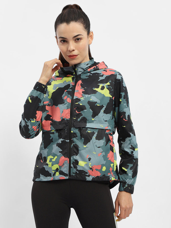 Madame Abstract Print Multicolour Windcheater Jacket
