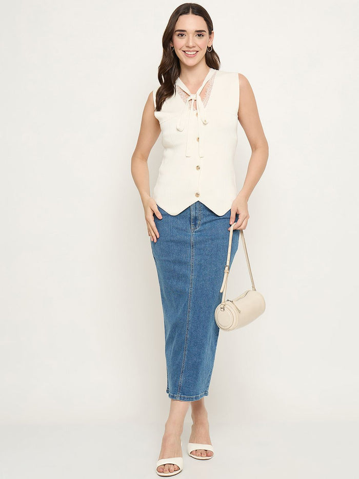 Madame Beige Button Down Knit Top