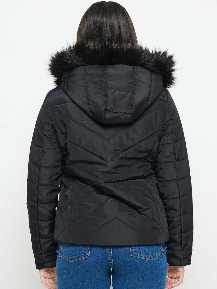 Madame Black Quilted Fur Jacket
