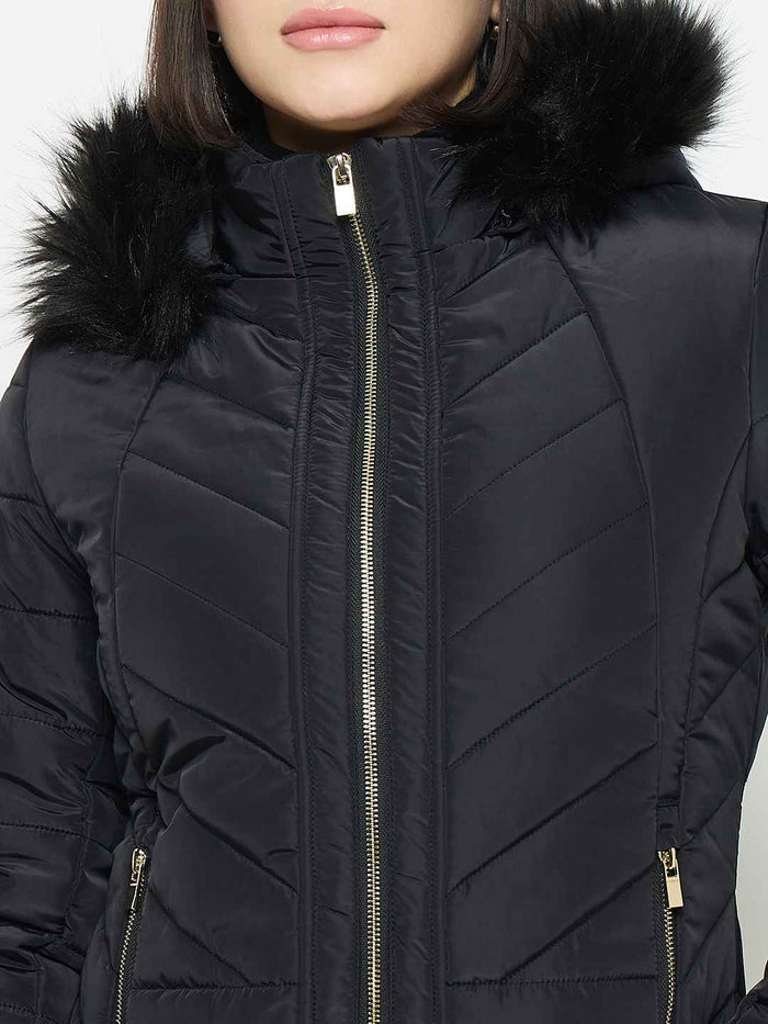 Madame Black Quilted Fur Jacket