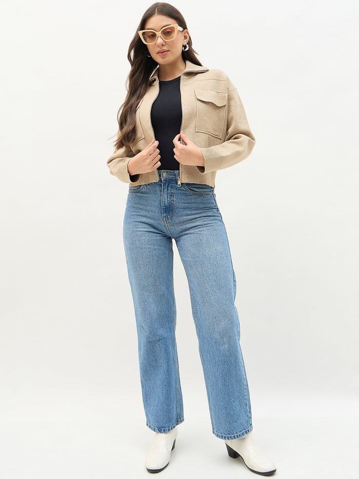 Madame Brown Shirt Collar Jacket