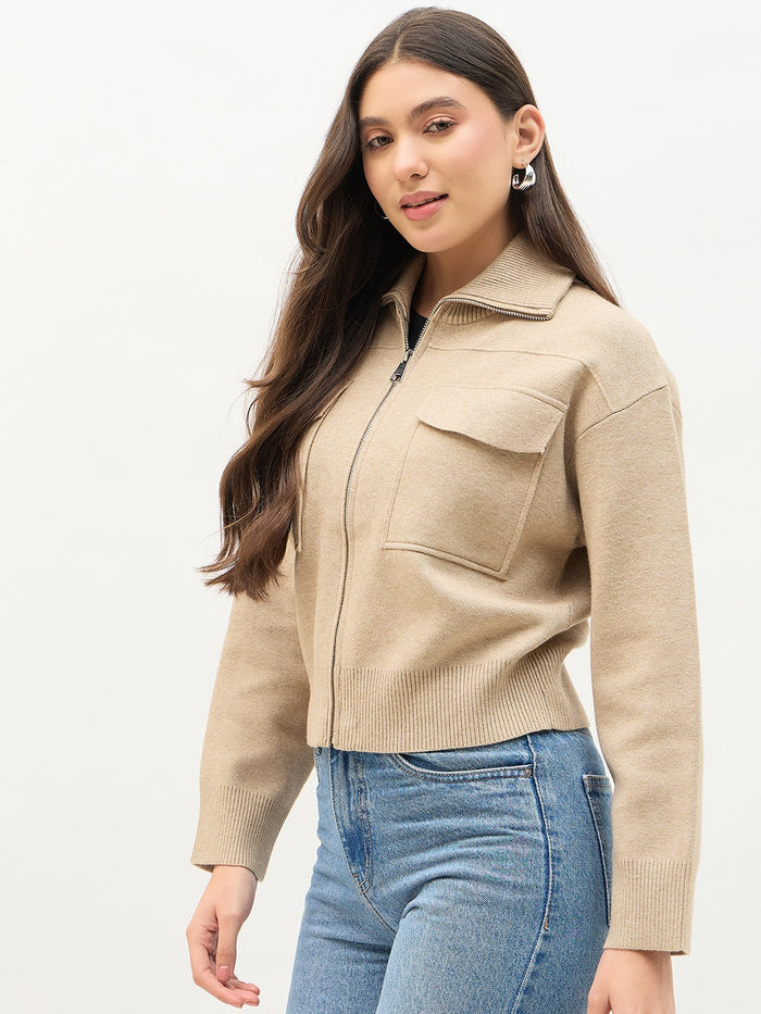 Madame Brown Shirt Collar Jacket
