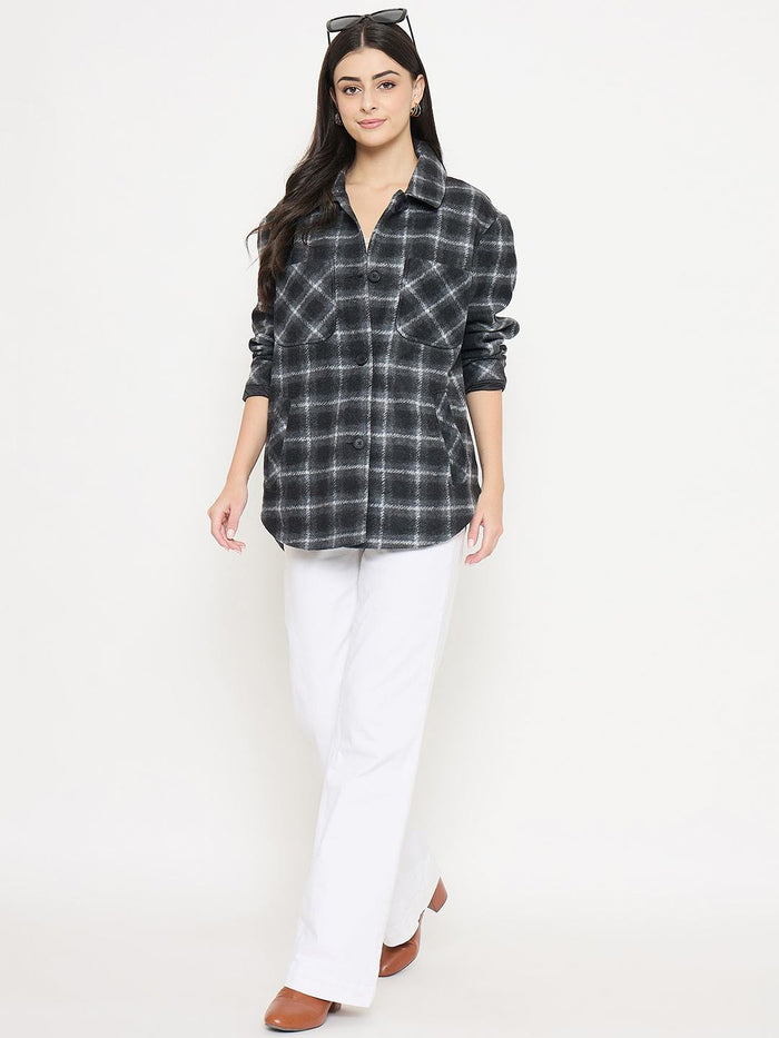 Madame Checkered Black Shacket