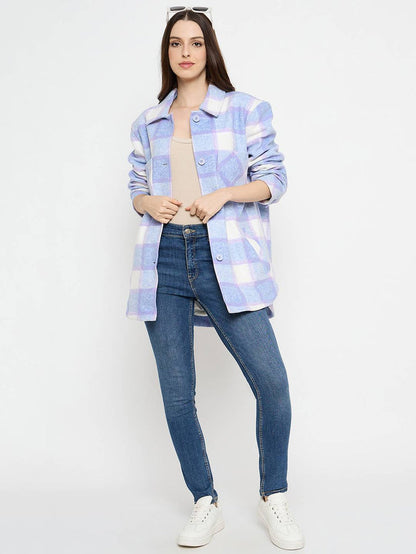 Madame Checkered Blue Shacket