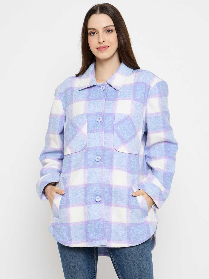 Madame Checkered Blue Shacket