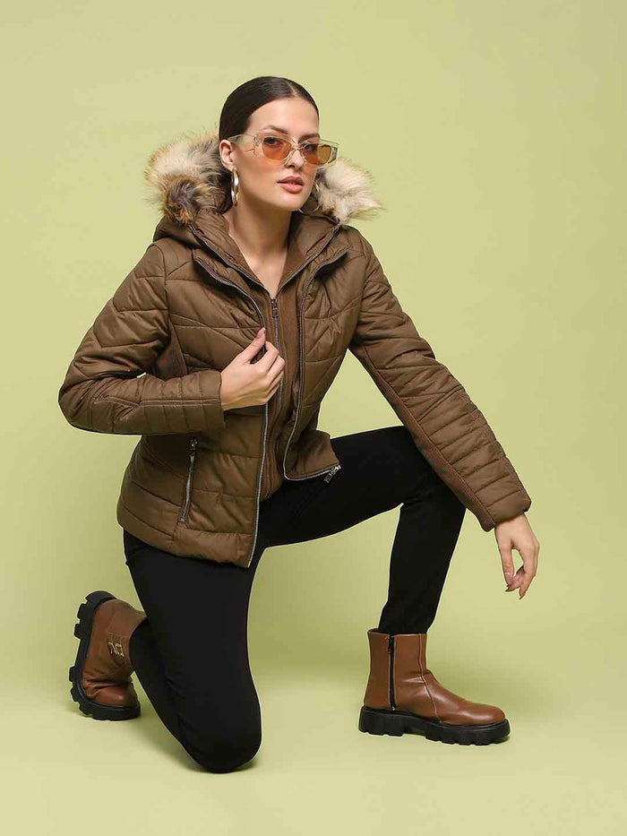 Madame Corduroy Two In One Brown Quilted Jacket