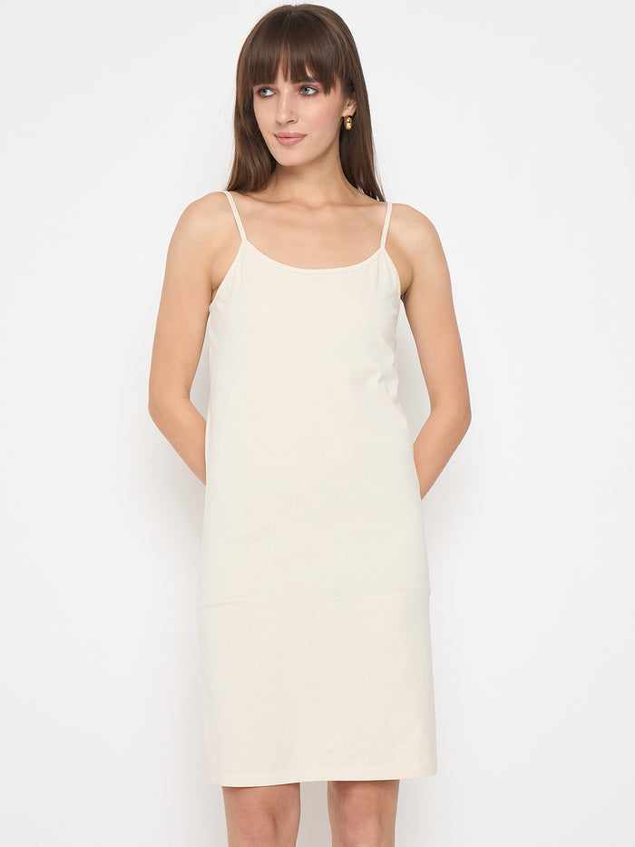 Madame Crochet Self Design Strap Beige Midi Dress