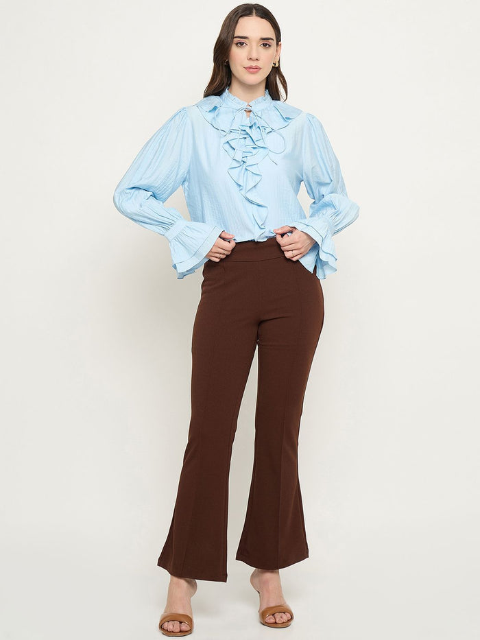 Madame Double Breasted Blue Tencel Blend Top
