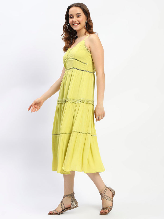 Madame Shanaya Kapoor Green Cotton Tiered Cami Dress