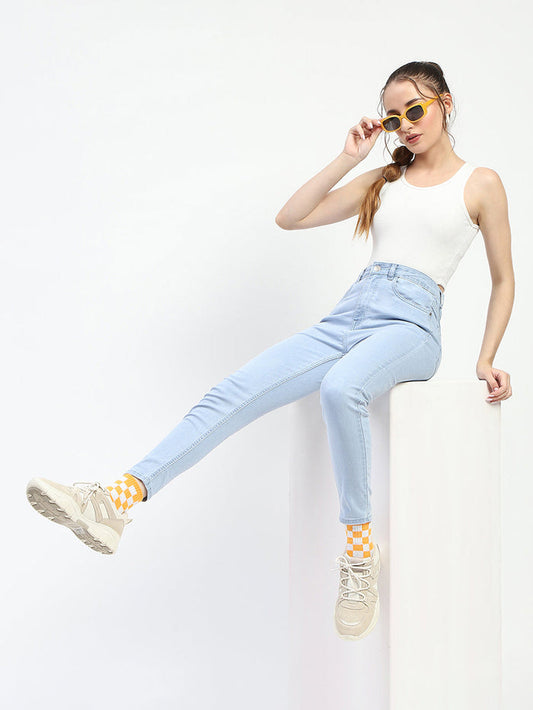Madame Ice Blue Skinny Fit Cotton Jeans