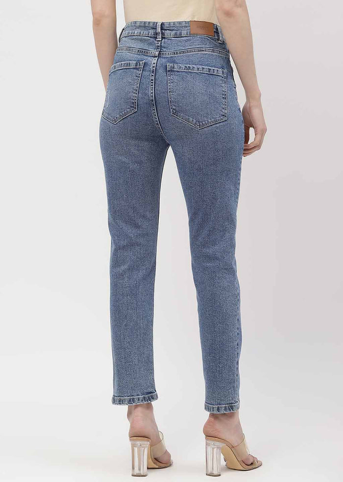Madame Light Distressed Mid Blue Slim Fit Jeans