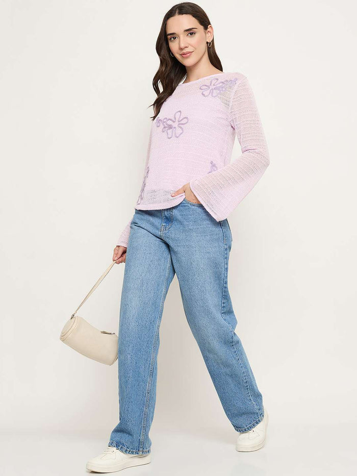 Madame Mauve Lace Fabric Top