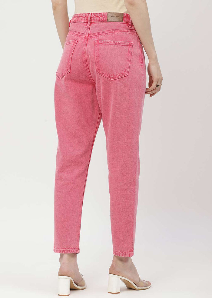 Madame Mid Rise Pink Mom Fit Jeans