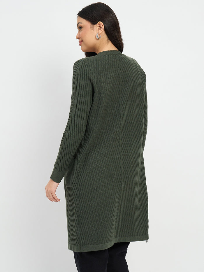 Madame Olive Green Knit Long Shrug