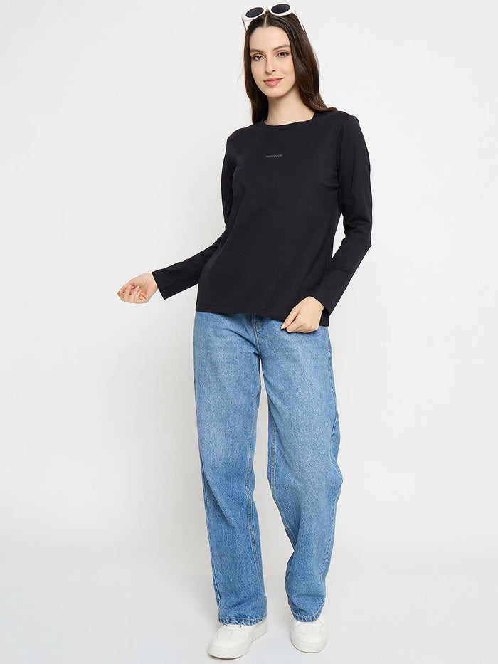 Madame Ombre Black Cotton Blend Top