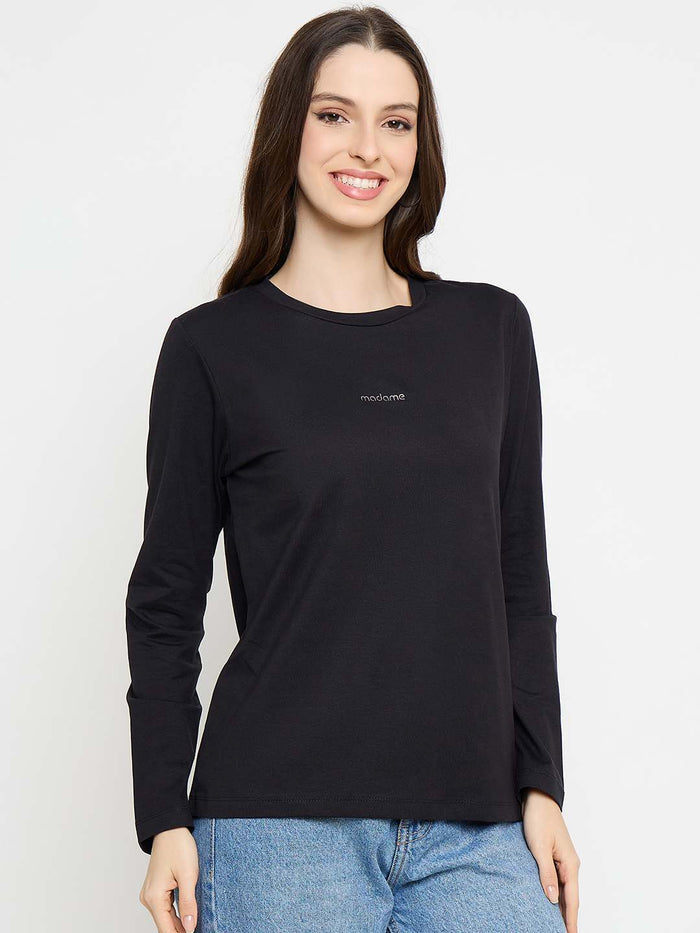 Madame Ombre Black Cotton Blend Top