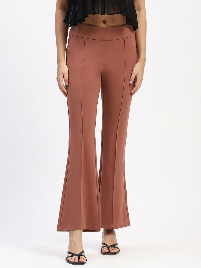 Madame Pleated Solid Rose Trousers