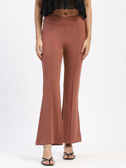 Madame Pleated Solid Rose Trousers