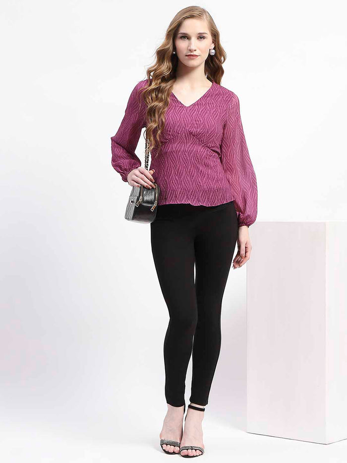 Madame Purple V-Neck Empire Waist Top