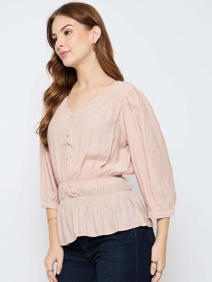 Madame Rayon Blend Pink Peplum Top