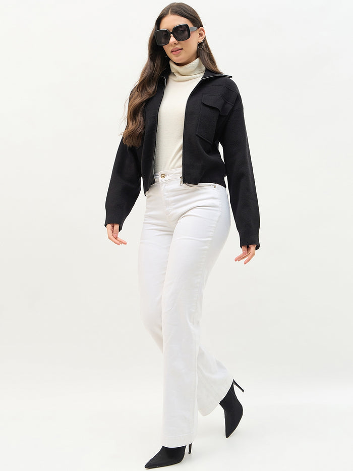Madame Shirt Collar Black Jacket