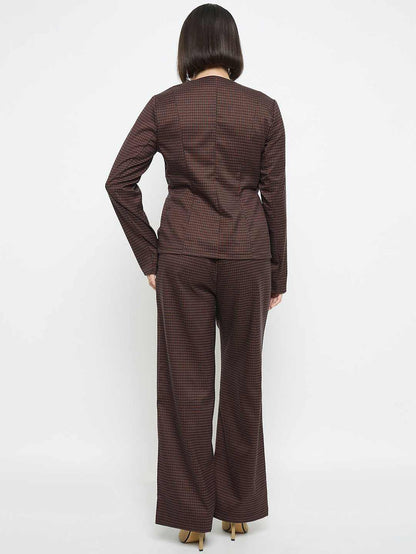 Madame Solid Button Down Brown Top