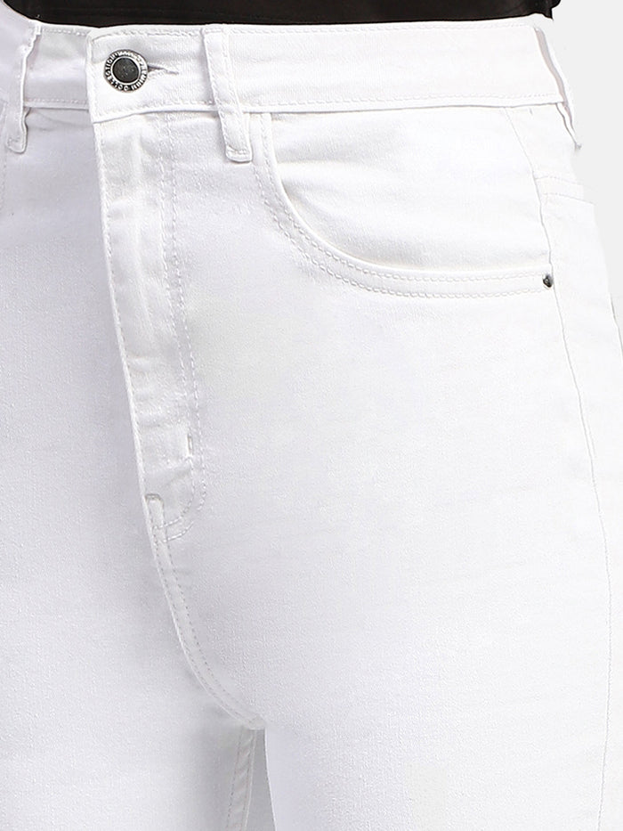 Madame Solid White Slim Fit Jeans