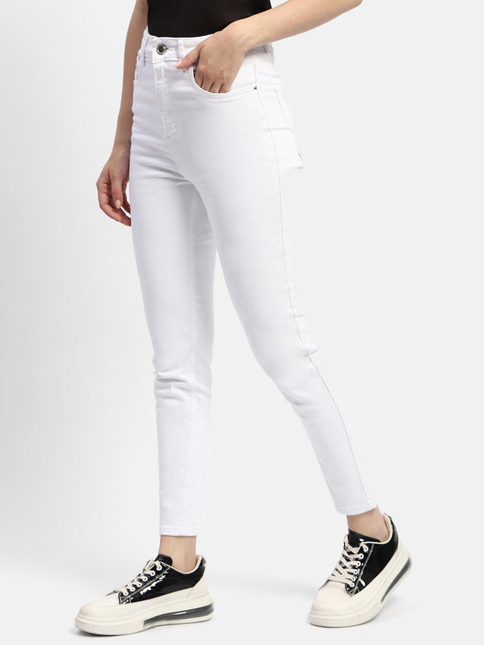 Madame Solid White Slim Fit Jeans