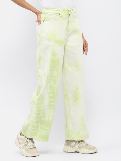 Madame Tie-Dye Green Wide Leg Jeans