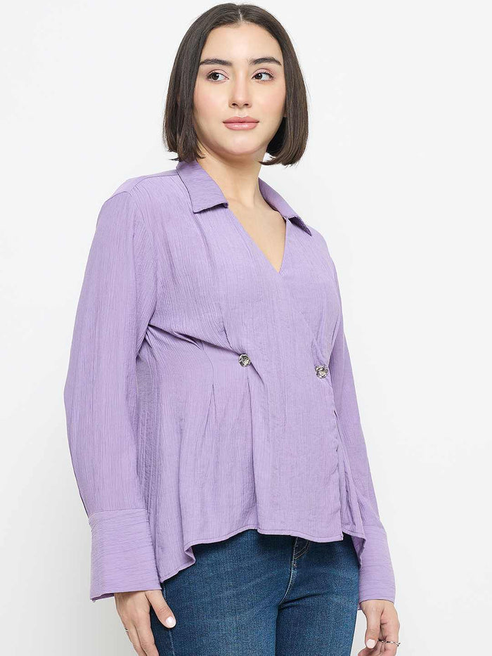 Madame Tie Knot Lilac Wrap Top
