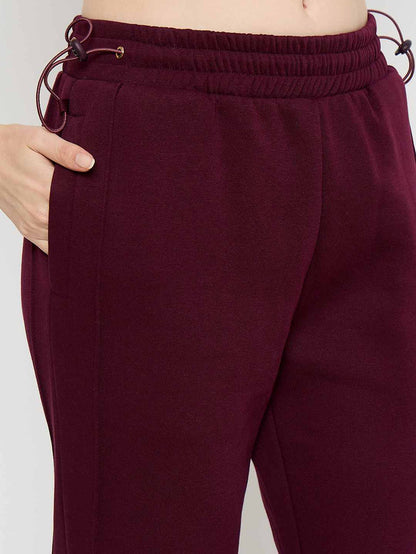 Madame Typography Print Plum Straight Track Bottoms