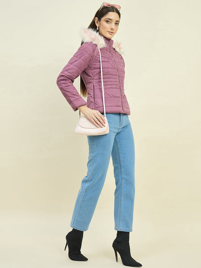 Madame Wine Red Fur Collar Jacket