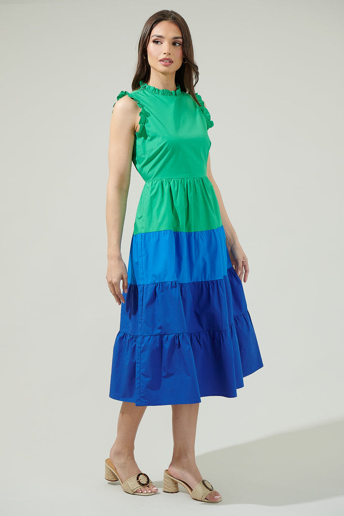 Marilu Color Block Midi Dress