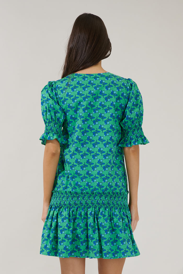 Marinella Smocked Mini Dress Floral