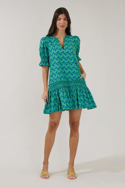 Marinella Smocked Mini Dress Floral