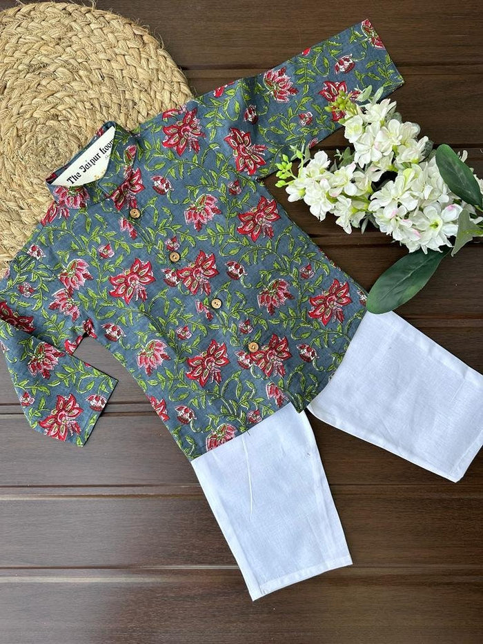 Midnight Floral Buttondown Floral Kurta Set
