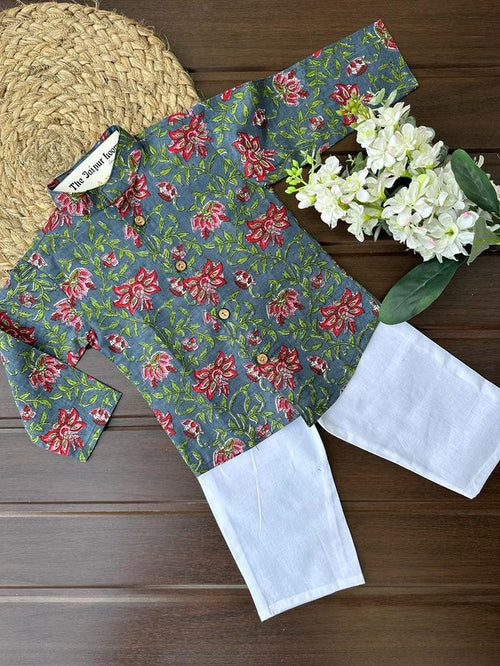 Midnight Floral Buttondown Floral Kurta Set