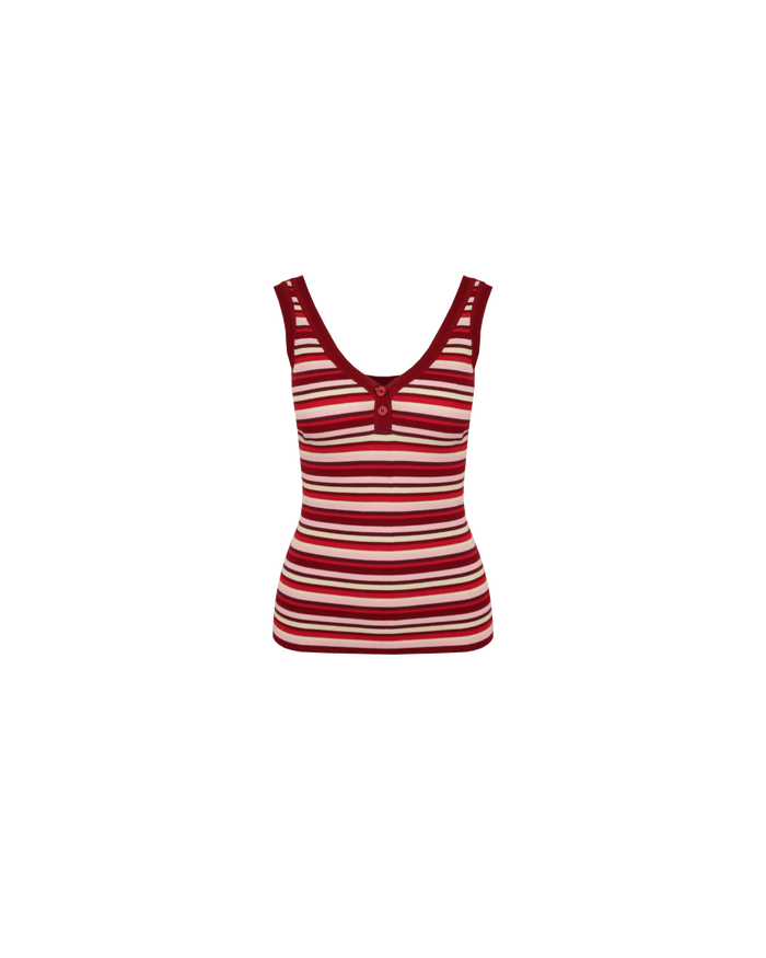 MILLA TANK BURGUNDY PINK STRIPE