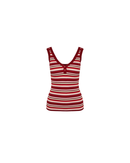 MILLA TANK BURGUNDY PINK STRIPE