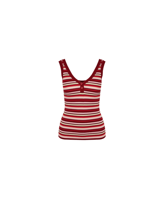 MILLA TANK BURGUNDY PINK STRIPE