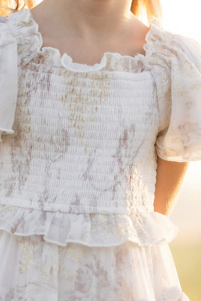 Mini Winnie Dress in Bright White Wispy Wildflower-5