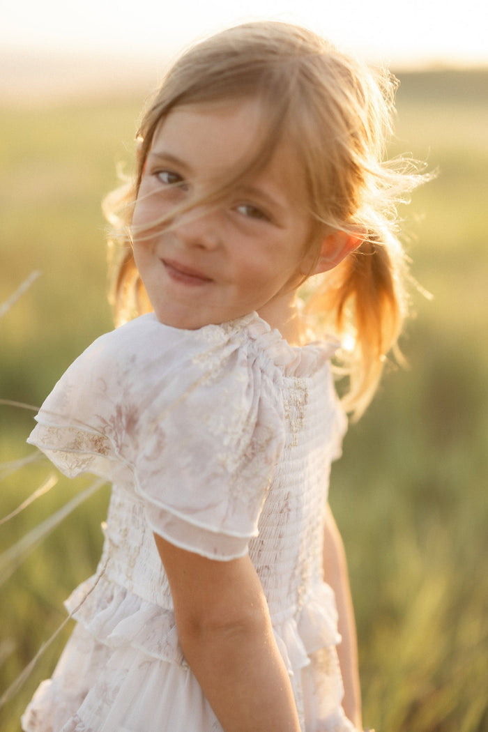 Mini Winnie Dress in Bright White Wispy Wildflower-6