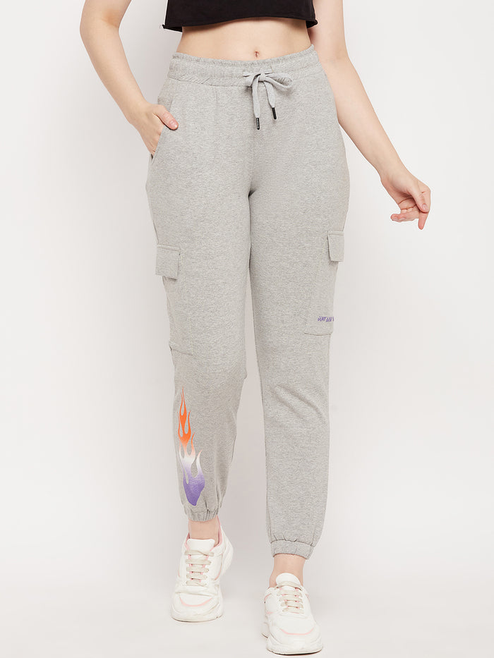 Msecret Grey Cotton Colourblock Trackpants