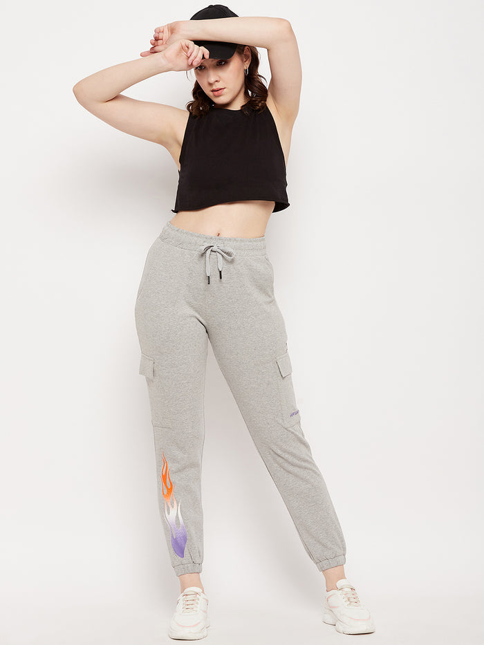 Msecret Grey Cotton Colourblock Trackpants