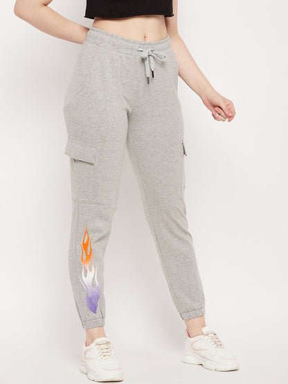 Msecret Grey Cotton Colourblock Trackpants