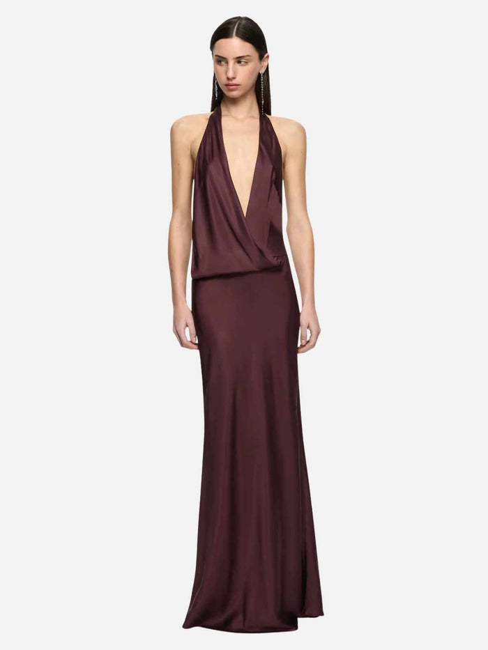 Mya V Maxi Dress - Aubergine