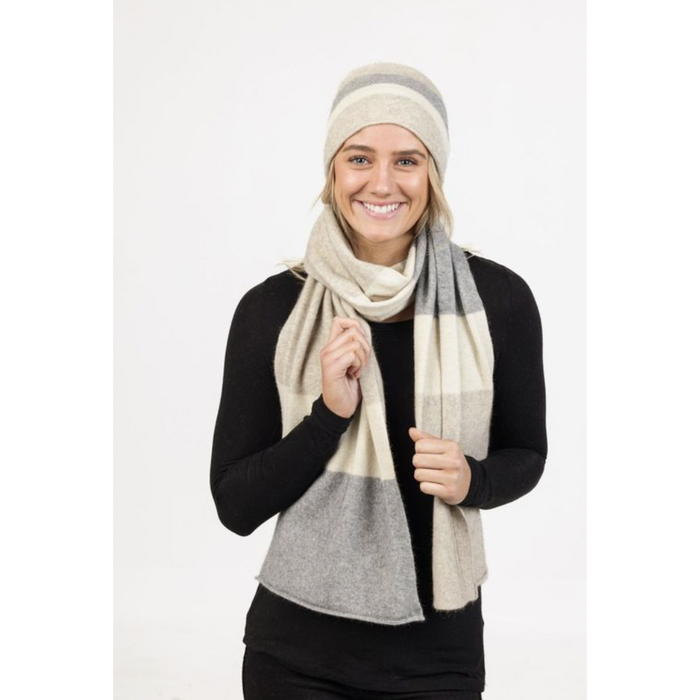 Native World - Possum & Merino Travel Beanie (NX825)Natural Stripe